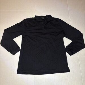 Robert Barakett Polo Shirt Men's XL Black Long Sleeve 1/4 button Polo Top